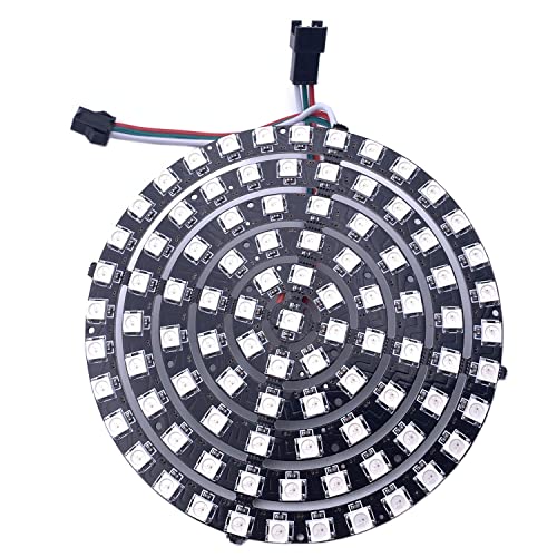 WS2812B 8/16/24/35/45/60 /90/241 Leds Pixel Ring Address Led-Module WS2812 IC RGB Voll Farbe Runde Led Kreis DC5V (93Leds, Black) von TOPXCDZ