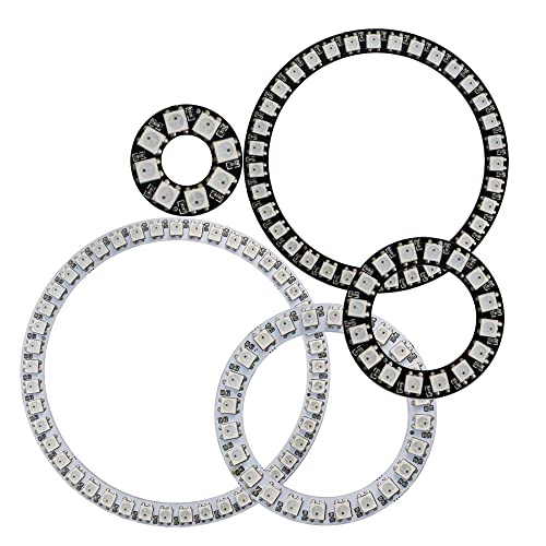 WS2812B Ring, individuell anpassbar, 8/16/24/35/45 LED WS2812 IC Integriertes Modul Kreis Farbe DC 5 V (8 LEDs, Schwarz) von TOPXCDZ