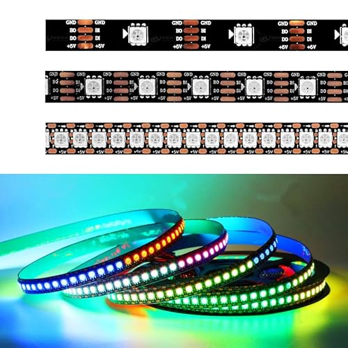 WS2813(WS2812B Update) smart RGB Pixel Led Streifen Licht 30/60/144 Pixel/Leds/m Dual-Signal Led Individuelle Address IC DC5V (Black PCB IP65, 5 M 60 Led/M) von TOPXCDZ