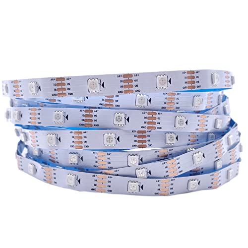 WS2813 (aktualisiert WS2812B) 5m 150 individuell digital adressierbare Pixel RGB-Dual-Signal-LED Flexibles Lichtband 5050 SMD Magic Dream Color DC5V (WS2813, Weiße PCB 30led IP30 5M) von TOPXCDZ