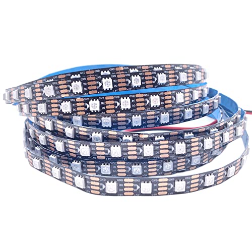 WS2813 (aktualisiert WS2812B) 5m 300 individuell digital adressierbare Pixel RGB-Dual-Signal-LED Flexibles Lichtband 5050 SMD Magic Dream Color DC5V (WS2813, Schwarze PCB 60led IP30 5M) von TOPXCDZ