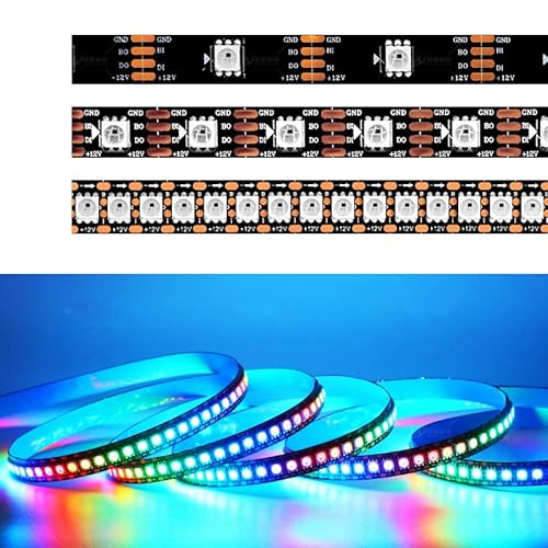 WS2815 (WS2812B WS2813 aktualisiert) RGB LED Pixel Streifen Licht Einzeln Adressierbaren LED-Dual-Signal 30/60/100/144 Leds/m (Black PCB IP30, 5 M 60 Led/M) von TOPXCDZ