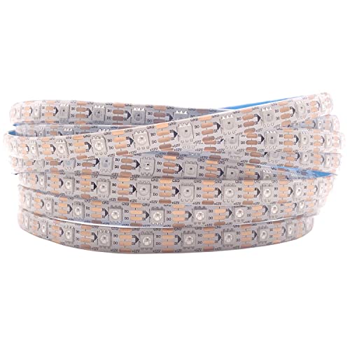 WS2815 (aktualisiert WS2812B) 5m 300 individuell digital adressierbare Pixel RGB-Dual-Signal-LED Flexibles Lichtband 5050 SMD Magic Dream Color DC12V (WS2815, Weiße PCB 60led IP65 5M) von TOPXCDZ