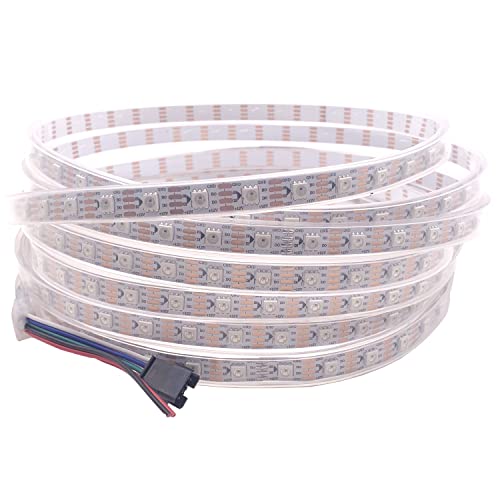 WS2815 (aktualisiert WS2812B) 5m 300 individuell digital adressierbare Pixel RGB-Dual-Signal-LED Flexibles Lichtband 5050 SMD Magic Dream Color DC12V (WS2815, Weiße PCB 60led IP67 5M) von TOPXCDZ