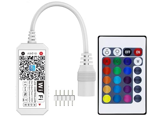 TOPXCDZ WiFi RGBW LED-Controller, kompatibel mit Alexa/Google Assistant, für 5050/3528 LED-Lichtstreifen, mit 24-Tasten-Fernbedienung, unterstützt Android iOS System TOPXCDZ WiFi RGBW LED-Controller, kompatibel mit Alexa/Google Assistant, für 5050/3528 LED-Lichtstreifen, mit 24-Tasten-Fernbedienung, unterstützt Android iOS System von TOPXCDZ
