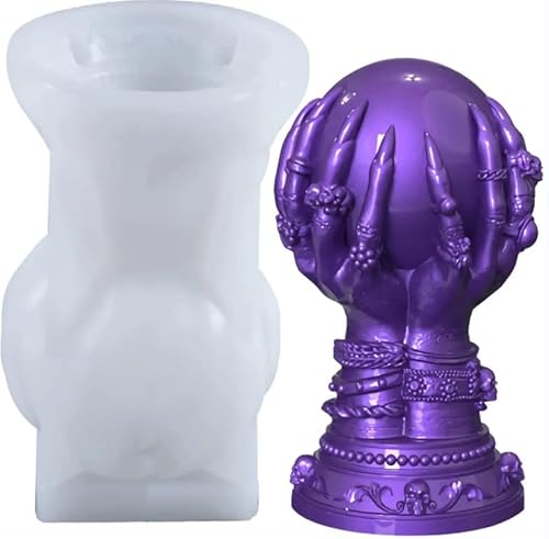 TOPYS Hexenrose Hand Silikon Kerzenform DIY Geisterklaue Dämonen Handform für Kerzenherstellung Harz Seife Geschenke Wachs Aromatherapie Bastelbedarf Home Halloween Dekor (Ball) von TOPYS