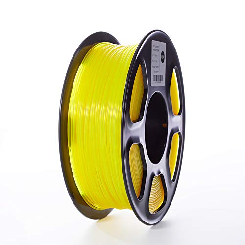 TOPZEAL 3D Drucker Filament, PLA Filament der Transparenten Serie, 1,75 mm, Maßgenauigkeit +/- 0,02mm, 1KG Spule für 3D Drucker und 3D Stift (Transparent-Yellow) von TOPZEAL