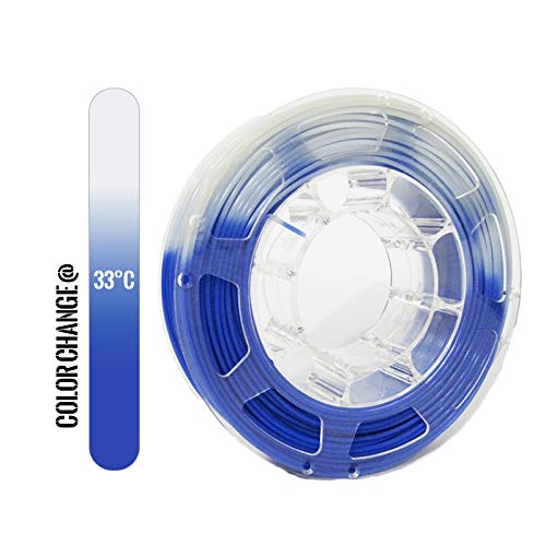 TOPZEAL 3D Drucker Filament PLA 1,75mm Farbe ändern durch Temperatur, Maßgenauigkeit +/- 0,05 mm, 1KG Spule für 3D Drucker und 3D Stift (blau bis weiß) von TOPZEAL