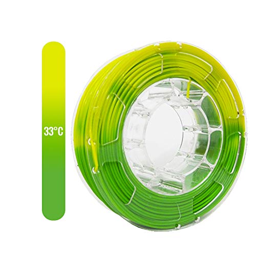 TOPZEAL 3D Drucker Filament PLA 1,75mm Farbe ändern durch Temperatur, Maßgenauigkeit +/- 0,05 mm, 1KG Spule für 3D Drucker und 3D Stift (grün bis gelb) von TOPZEAL