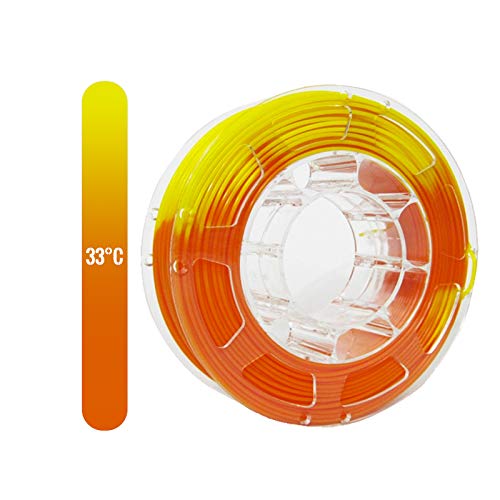 TOPZEAL 3D Drucker Filament PLA 1,75mm Farbe ändern durch Temperatur, Maßgenauigkeit +/- 0,05 mm, 1KG Spule für 3D Drucker und 3D Stift (orange bis gelb) von TOPZEAL