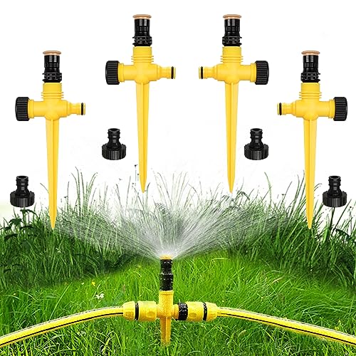 4 Stück Rasensprenger 360° Drehbarer Gartensprenger Garten Sprinkler, Garten-Rasensprenger,Wassersprenger Einstellbar Automatische Bewässerungssystem (Orange) von TOPZFL