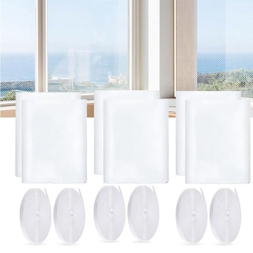 6er Fliegengitter Fenster Insect Stop, Insektenschutz Fenster, mit Selbstklebendem Doppelseitigem Klebeband, Moskitonetze für Fenster Schützen die Familie vor Insekten (Weiß-6) von TOPZFL