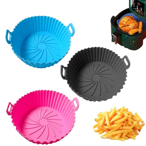 TOPZFL 3pcs Silikonform für Heißluftfritteuse,Air Fryer Silikon Pot Liners,Heißluftfritteuse Backform anstelle Airfryer Backpapier Pergamentpapier,für Air Fryer Ofen Mikrowelle von TOPZFL