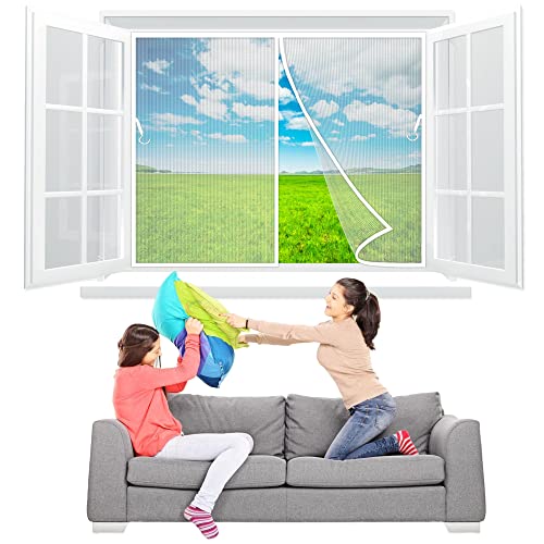 Faltbarer Fliegengitter für Fenster 125x190 cm Magnetvorhang Magnet Fliegengitter Fenster für BalkonFenster, TerrassenFenster, Kinderzimmer, Schlafzimmer, Hof - Weiß Z von TOPZXL