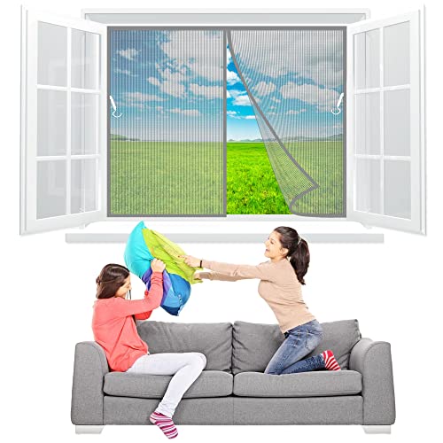 Fliegengitter Fenster Mückennetz Fenster Vorhang Magnet 125x190 cm mit Selbstschließenden Magneten, Zum Schutz vor Fliegen und anderen Insekten - Grau Z von TOPZXL