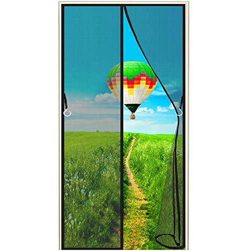 Fliegenvorhang für Balkontür, (663 Größe) 85x185cm Mückenschutz für Tür ohne zu Bohren, Fliegenschutz, Fliegengitter, Balkontür Schutz, Magnetische Adsorption Anthrazit von TOPZXL