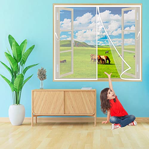 Magnet Fliegengitter Fenster 70x160 cm Insektenschutz BalkonFenster, Der Magnetvorhang ist Ideal für die BalkonFenster TerrassenFenster KellerFenster Garage Weiß Z von TOPZXL