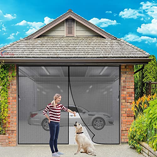 Magnetvorhang Türvorhang Schutzgitter, 260x200cm Fliegengitternetz mit Klettverschluss Leistungsstarke Magnete rasten automatisch ein - Schwarz Z von TOPZXL