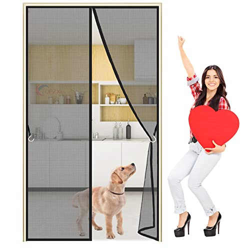 Verstärkt Magnet Fliegenvorhang für Balkontür Terrassentür, 75x205cm Magnet Fliegengitter Tür Insektenschutz Tür, Kinderleichte Klebemontage Ohne Bohren - Schwarz Z von TOPZXL