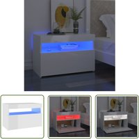 The Living Store Nachttisch mit LED-Leuchten Hochglanz-Weiß 60x35x40 cm - Nachttisch - Wohnzimmer Deko - Holzwerkstoff Möbel - Weißes Möbel - led The Living Store Nachttisch mit LED-Leuchten Hochglanz-Weiß 60x35x40 cm - Nachttisch - Wohnzimmer Deko - Holzwerkstoff Möbel - Weißes Möbel - led von TORANA