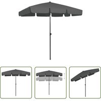 The Living Store Strandschirm Anthrazit 200x125 cm - Sonnenschirm - Strandschirm - Gartensonnensschirm - Polyester Sonnenschirm - Anthrazit von TORANA