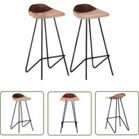 Torana - The Living Store Barhocker 2 Stk. Braun Echtleder - Industrieller Barhocker - Echtleder Barhocker - Brauner Barhocker - Barhocker Set von TORANA