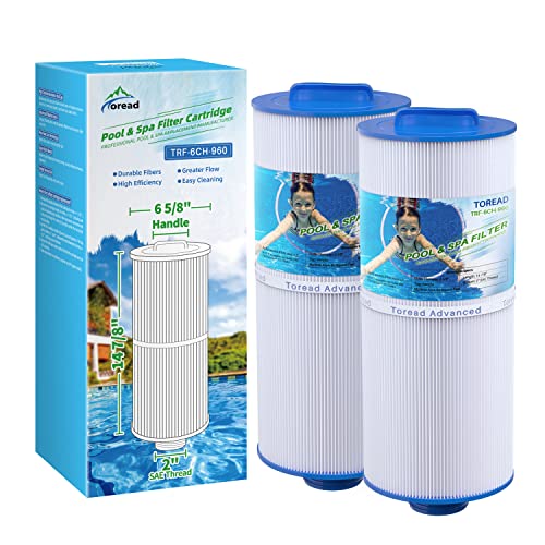 TOREAD 6CH-960 Spa-Filter ersetzt PJW60TL-F2S, Whirlpool-Filter J-300, J400, Unicel 6CH-960, Filbur FC-2800, 6540-476, 6540-383, Whirlpool-Filter mit geschlossenem Griff, 2 Stück (nicht entfernbar) von TOREAD