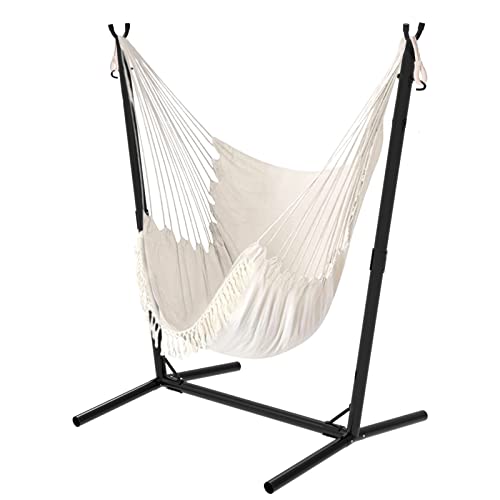 U-Type Hängesessel mit Ständer, höhenverstellbarer Hängemattenständer, für drinnen und draußen, stabiler Hängesessel mit Ständer, 100 kg von TOREVSIOR
