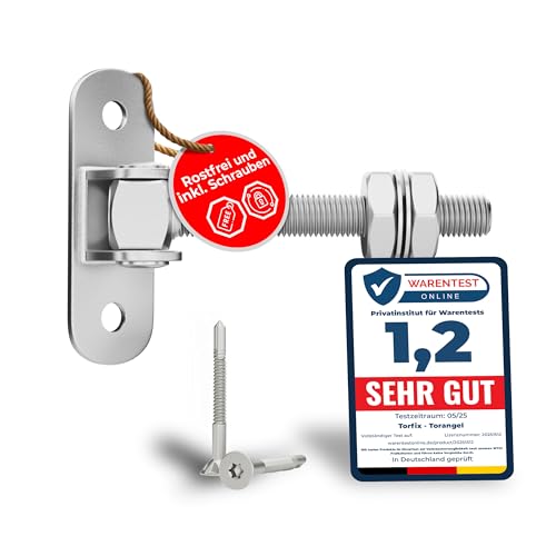 Torfix® Einstellbares Torscharnier M12 (115 mm) Torangel Schwerlast Verzinkt mit Inkl. 2 selbstbohrende Schrauben für Holz & Metall mit Warentest Note 1,2 Für Gartentor Hoftor & Zauntor (1 Stück) von TORFIX