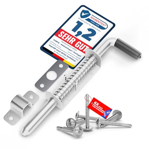 Torfix® Federriegel 220 mm Riegel robuster Torriegel Schlossriegel Türriegel zur sicheren Verriegelung Bodenschieber Riegel Torschlossriegel 6x selbstbohrender Torx-Schrauben für Tore und Türen von TORFIX