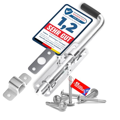 Torfix®2x Bolzenriegel Riegel Robuster Torriegel Schlossriegel 220mm Türriegel zur sicheren Verriegelung Bodenschieber riegel tür Torschlossriegel 6x selbstbohrender Torx-Schrauben für Tore (220 mm) von TORFIX