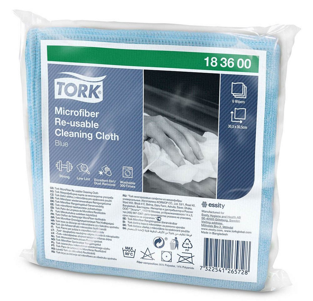 TORK Geschirrtuch TORK® 183600 Mikrofasertuch wiederverwendbar blau von TORK