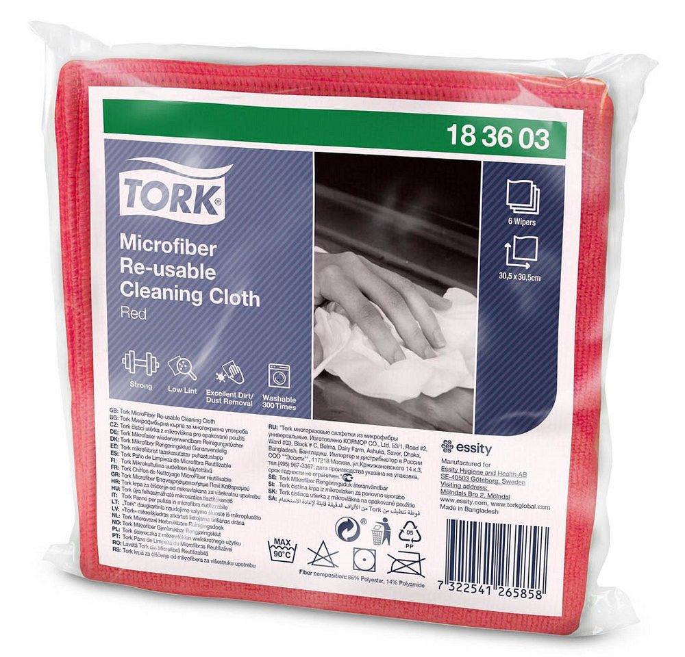 TORK Geschirrtuch TORK® 183603 Mikrofasertuch wiederverwendbar rot - von TORK