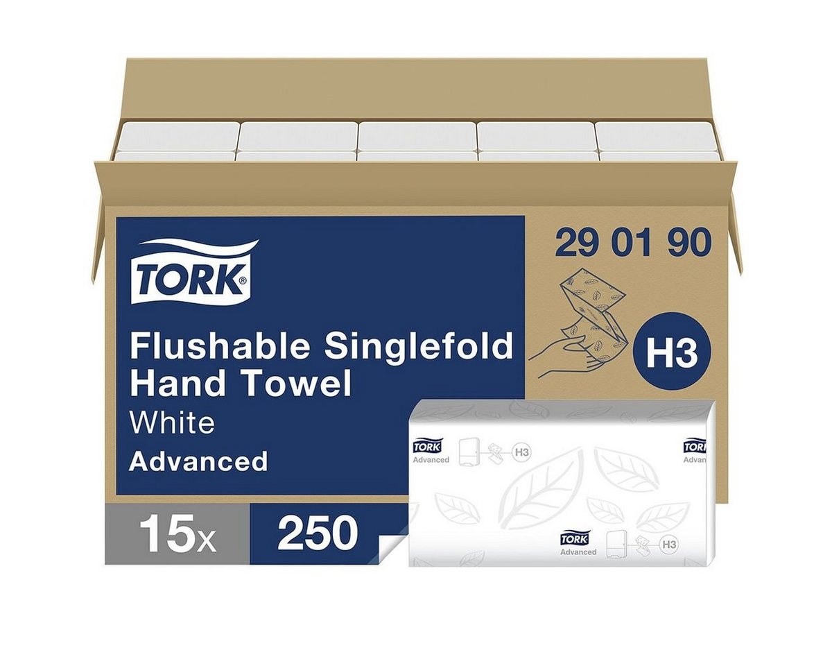 TORK Papierhandtuch Advanced, 2-lagig, Tissue mit Z-Falzung, hochweiß, 23x23 cm, 3750 Blatt von TORK