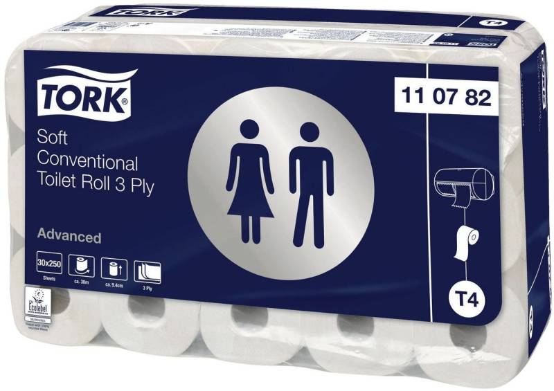 TORK Toilettenpapier Toilettenpapier Advanced weiß 3-lagig 30 Rollen a 250 Blatt Sys. T4 TORK Toilettenpapier Toilettenpapier Advanced weiß 3-lagig 30 Rollen a 250 Blatt Sys. T4 von TORK