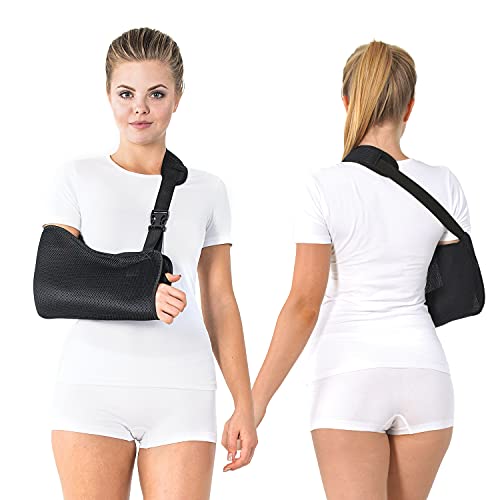 TOROS-GROUP Armschlinge atmungsacitv mit weich gepolstertem Schultergurt Arm Support Schulter Wegfahrsperre- Schwarz- Medium 34-40 cm von TOROS-GROUP