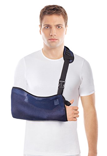TOROS-GROUP Armschlinge atmungsacitv mit weich gepolstertem Schultergurt Arm Support Schulter Wegfahrsperre- Blau - Small 28-33 cm von TOROS-GROUP