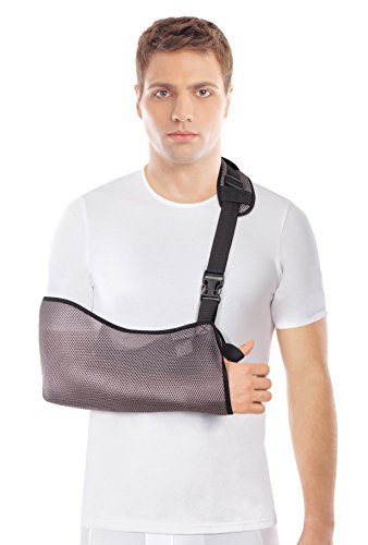 TOROS-GROUP Armschlinge atmungsacitv mit weich gepolstertem Schultergurt Arm Support Schulter Wegfahrsperre- Grau - Small 28-33 cm von TOROS-GROUP