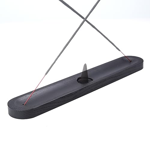 Holz-Räucherstäbchenhalter für Stäbchen & Kegel – Moderner schwarzer Holzhalter für 2 Räucherstäbchen mit Platz für Kegel, Räucherhalter, Meditations-Räucherstäbchenhalter, niedliche Deko für Zuhause von TOROS STORE