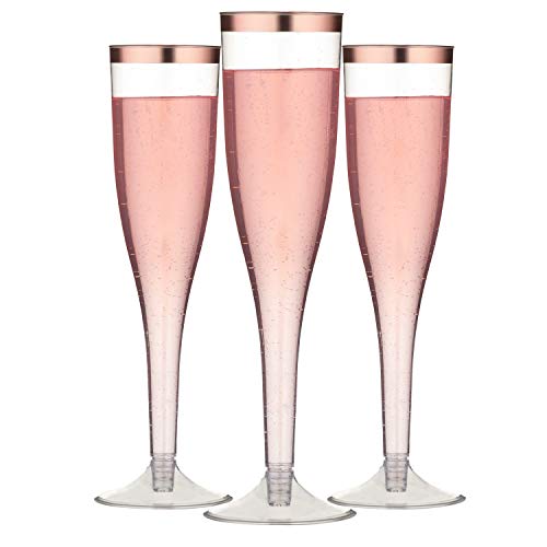 Hengu 30 Stück Sektgläser mit Goldrand, 160ml Wiederverwendbar & Recyclebar Champagnergläser für Partys, Hochzeiten, Neujahrsfeiern - Rose Gold von TOROTON