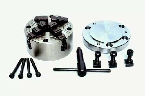 Amz457 Drehfutter, 4 Backen, 100 mm, Frontmontage mit passender Rückplatte von TORRENS