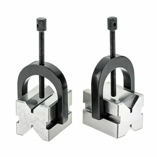 Präzisions-V-Block-Set, 50 x 38 x 38 cm, mit 2 Blöcken und 2 Klemmen, Amz4 von TORRENS