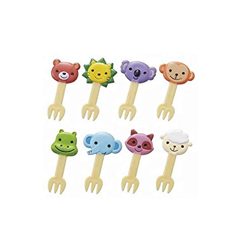 Tonune Mama's Assist Lunch Box Accessories Bento Decoration Japanese Food Fork Picks Lunch Cute Animal Set of 8 Pieces (Bear, Lion, Koala, Monkey, Hippopotamus, Elephant, Raccoon, Sheep) P-3116 von Torune