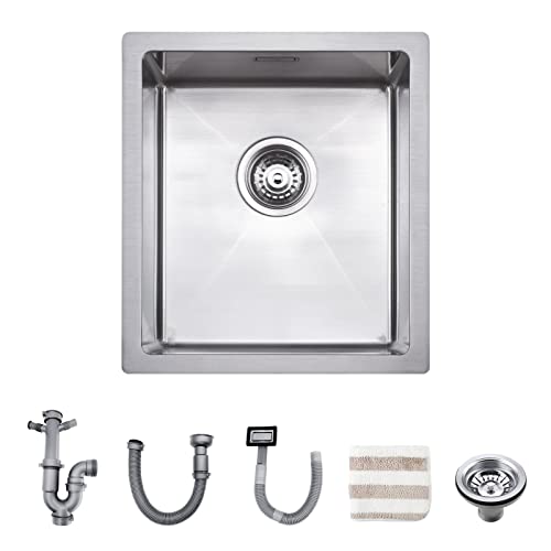 Küchenspüle, TORVA 38 x 43 cm Unterbau-Küchenspüle, 16-Gauge-Edelstahl-Barspüle, Einzelschüssel-Küche, Silber Küchenspüle, TORVA 38 x 43 cm Unterbau-Küchenspüle, 16-Gauge-Edelstahl-Barspüle, Einzelschüssel-Küche, Silber von TORVA