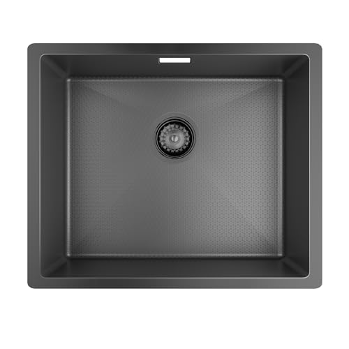 TORVA 54 x 44 cm Wabenstruktur Küchenspüle mit schwarzer Nanobeschichtung, Einzelbecken Edelstahlspüle, Unterbau Rechteck Arbeitsplatzspüle mit Abtropffläche, Ablaufgarnitur und Überlauf-Kit TORVA 54 x 44 cm Wabenstruktur Küchenspüle mit schwarzer Nanobeschichtung, Einzelbecken Edelstahlspüle, Unterbau Rechteck Arbeitsplatzspüle mit Abtropffläche, Ablaufgarnitur und Überlauf-Kit von TORVA