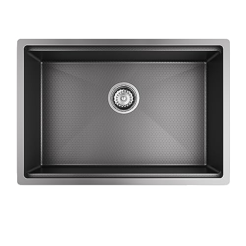 TORVA 64 x 44 cm Wabenstruktur Küchenspüle mit schwarzer Nanobeschichtung, Einzelbecken Edelstahlspüle, Unterbau Rechteck Arbeitsplatzspüle mit Abtropffläche, Ablaufgarnitur und Überlauf-Kit TORVA 64 x 44 cm Wabenstruktur Küchenspüle mit schwarzer Nanobeschichtung, Einzelbecken Edelstahlspüle, Unterbau Rechteck Arbeitsplatzspüle mit Abtropffläche, Ablaufgarnitur und Überlauf-Kit von TORVA