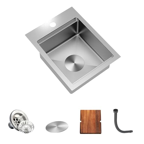 TORVA Einbau-Barspüle, 13 x 17 Zoll Wohnmobil-Küchenspüle, 16 Gauge Edelstahl, Topmount-Einzelspüle mit Schneidebrett – 6 Zoll tiefes Bar-/Vorbereitungsbecken TORVA Einbau-Barspüle, 13 x 17 Zoll Wohnmobil-Küchenspüle, 16 Gauge Edelstahl, Topmount-Einzelspüle mit Schneidebrett – 6 Zoll tiefes Bar-/Vorbereitungsbecken von TORVA