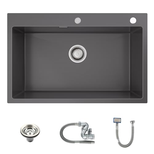 TORVA Gunmetal Grey Aufsatz-Küchenspüle, Schwarz Edelstahl Einzelbecken, 70 x 45 x 21,5 cm TORVA Gunmetal Grey Aufsatz-Küchenspüle, Schwarz Edelstahl Einzelbecken, 70 x 45 x 21,5 cm von TORVA
