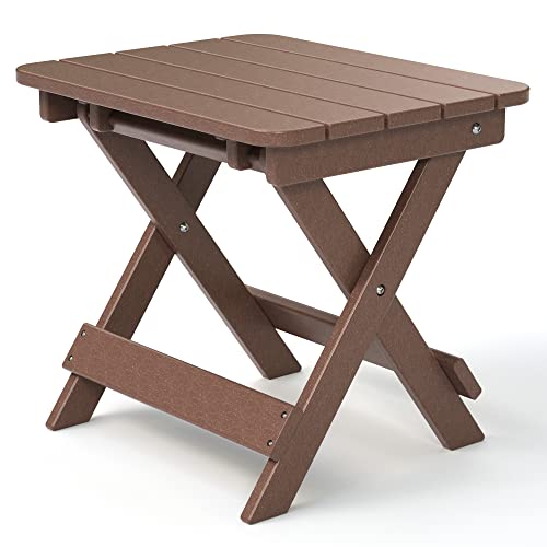 TORVA Outdoor Adirondack Beistelltisch, faltbar, 51 x 41 x 45 cm, Terrassen-/Garten-Couchtisch, recycelbarer und wetterbeständiger Kunststoff, hochdichtes PE, Braun von TORVA