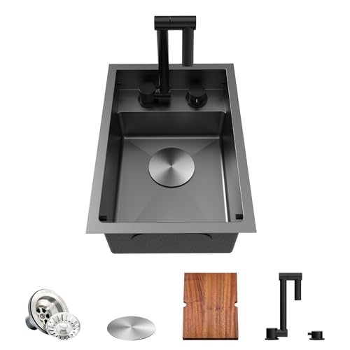 TORVA Wohnmobil-Spüle, 30,5 x 43,2 cm, Unterbau-Barspüle, Premium-Edelstahl, Wohnmobil-Küchenspülen mit verstecktem Wasserhahn, Dunkelgrau TORVA Wohnmobil-Spüle, 30,5 x 43,2 cm, Unterbau-Barspüle, Premium-Edelstahl, Wohnmobil-Küchenspülen mit verstecktem Wasserhahn, Dunkelgrau von TORVA
